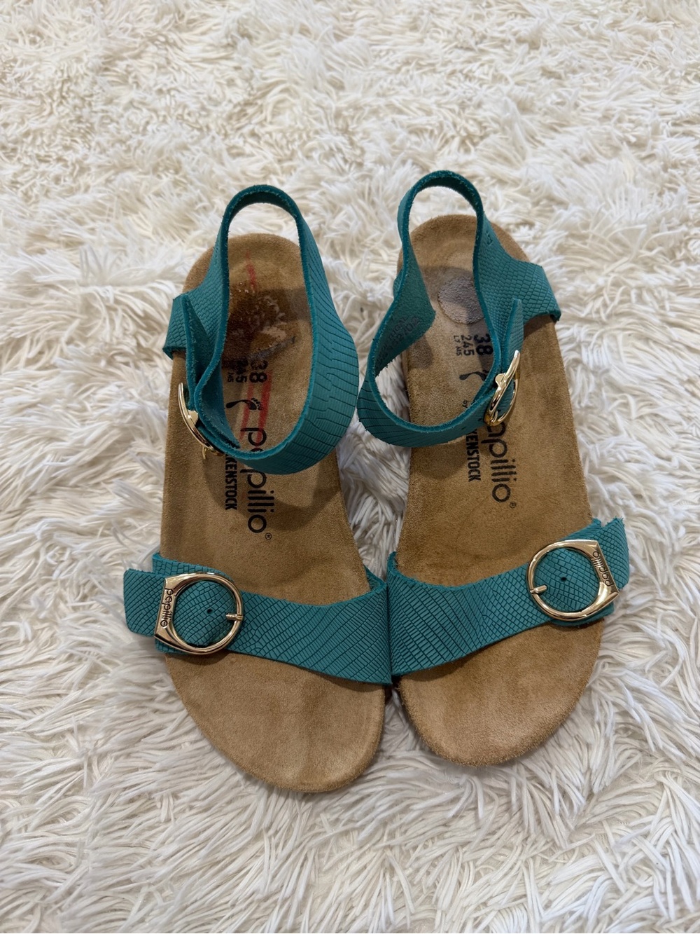 Papillio by Birkenstock Soley Leather Wedge Sandal -Size 38 US 7/7.5 -Biscay Bay - Picture 3 of 10